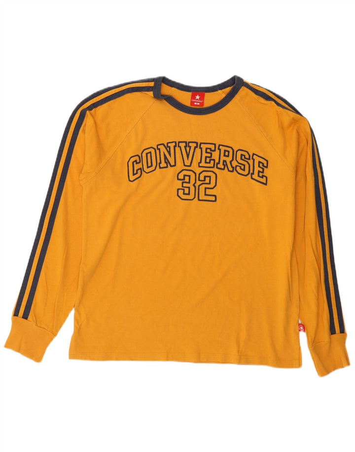 Converse Mens Graphic Top Long Sleeve Small Yellow Cotton