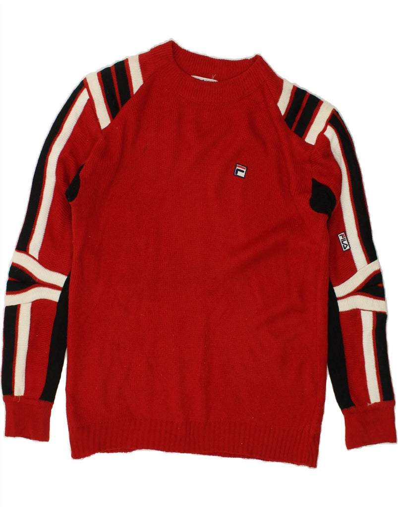 FILA Mens Boat Neck Jumper Sweater Medium Red Colourblock | Vintage Fila | Thrift | Second-Hand Fila | Used Clothing | Messina Hembry 