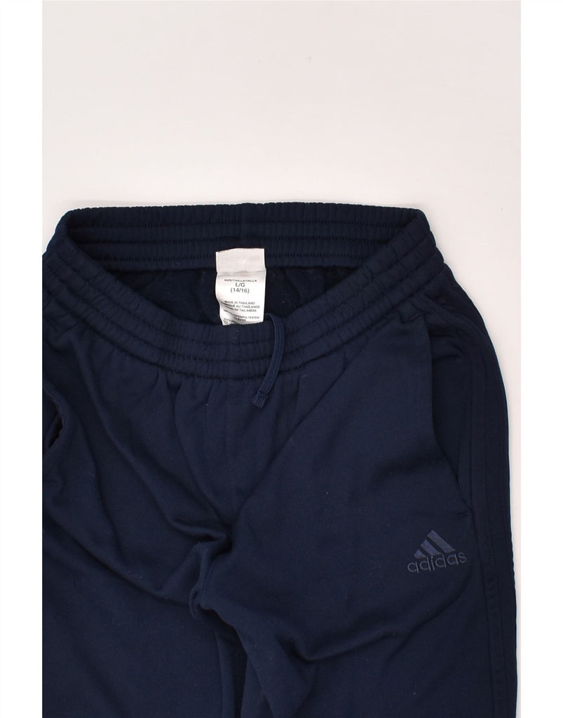 ADIDAS Boys Tracksuit Trousers 14-15 Years Large Navy Blue Polyester | Vintage Adidas | Thrift | Second-Hand Adidas | Used Clothing | Messina Hembry 