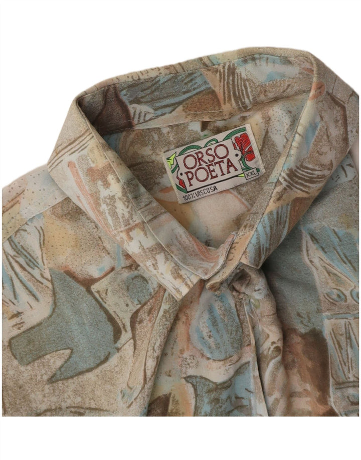 ORSO POETA  Mens Abstract Pattern Short Sleeve Shirt 2XL Multicoloured