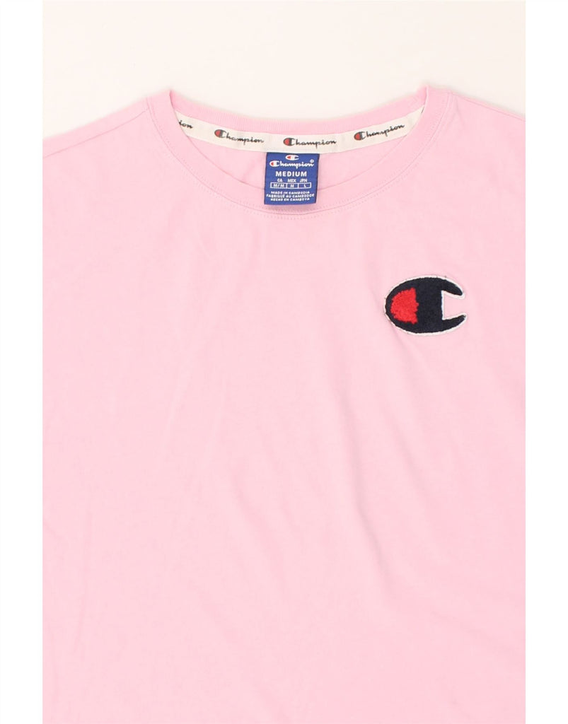 CHAMPION Womens Graphic T-Shirt Top UK 14 Medium Pink Cotton | Vintage Champion | Thrift | Second-Hand Champion | Used Clothing | Messina Hembry 