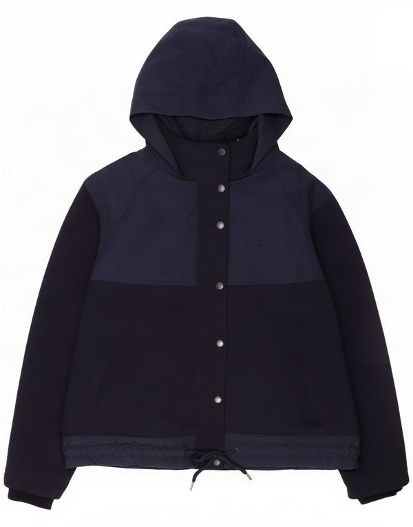 Jack Wills Womens Hooded Bomber Jacket UK 14 Large Navy Blue Colourblock