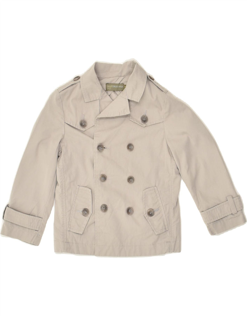 TRUSSARDI JUNIOR Boys Double Breasted Jacket 3-4 Years Grey Cotton | Vintage Trussardi Junior | Thrift | Second-Hand Trussardi Junior | Used Clothing | Messina Hembry 