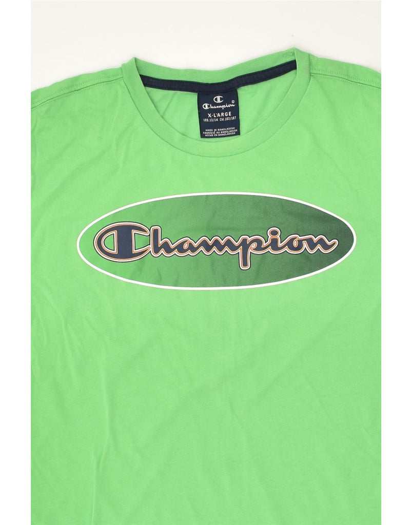 CHAMPION Boys Graphic T-Shirt Top 13-14 Years XL Green | Vintage Champion | Thrift | Second-Hand Champion | Used Clothing | Messina Hembry 