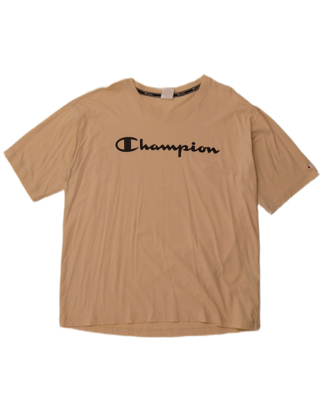 CHAMPION Womens Graphic T-Shirt Top UK 20 2XL Beige Cotton