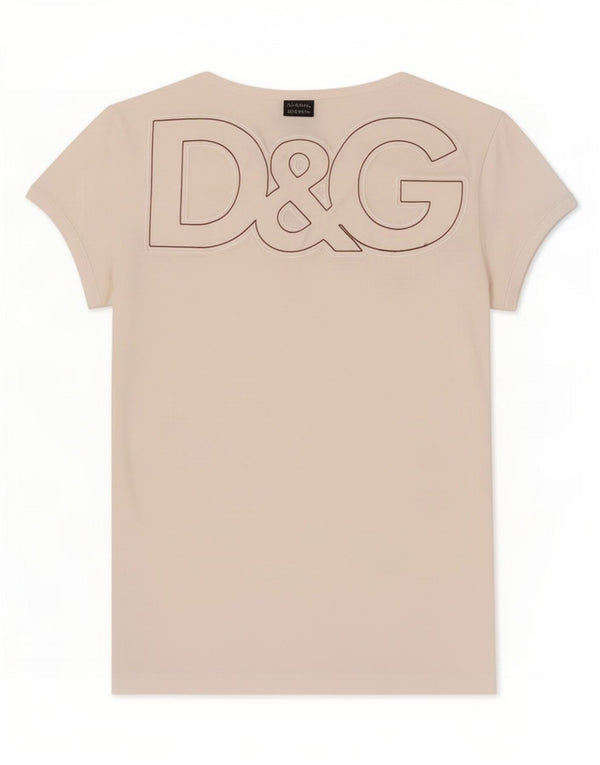 Dolce & Gabbana Womens Graphic T-Shirt Top UK 4 XS White