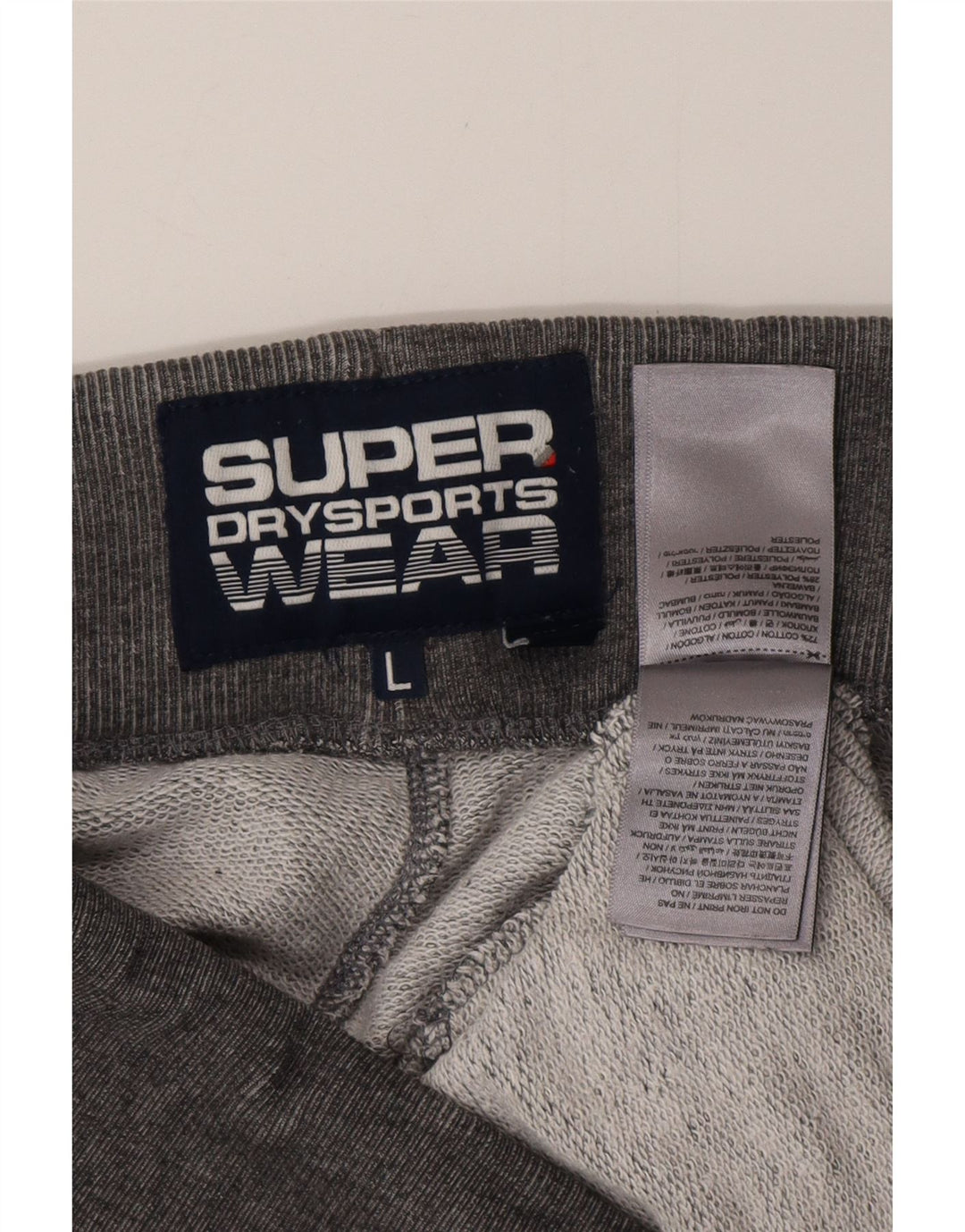 SUPERDRY Mens Graphic Tracksuit Trousers Joggers Large Grey Striped Cotton