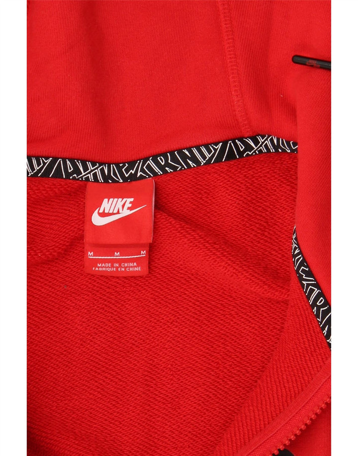 NIKE Mens Graphic Zip Hoodie Sweater Medium Red Cotton