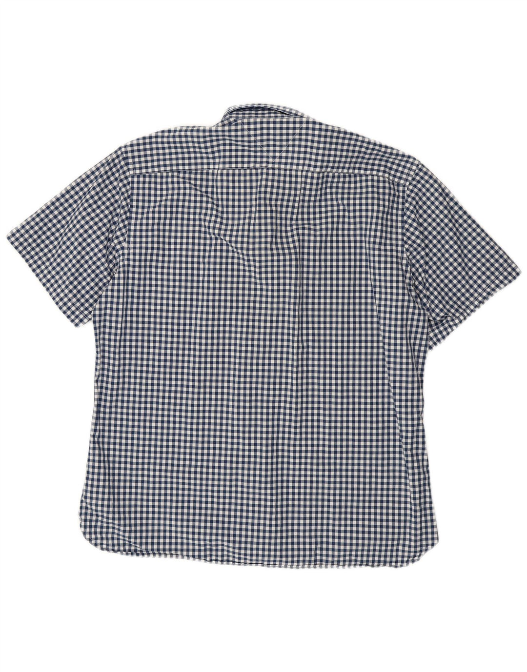 TOMMY HILFIGER Mens Custom Fit Short Sleeve Shirt XL Navy Blue Gingham