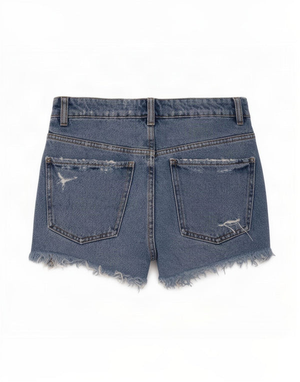 Zara Womens Distressed Denim Shorts EU 34 2XS W24 Blue Cotton