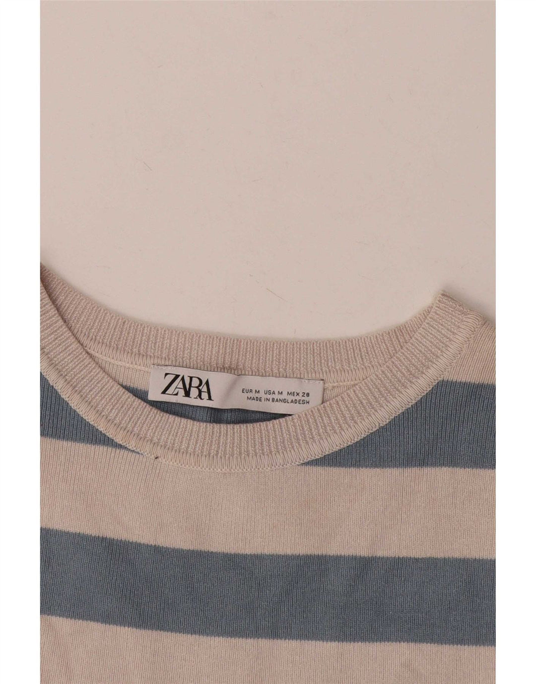 Zara Womens Crop Vest Top UK 12 Medium Beige Striped
