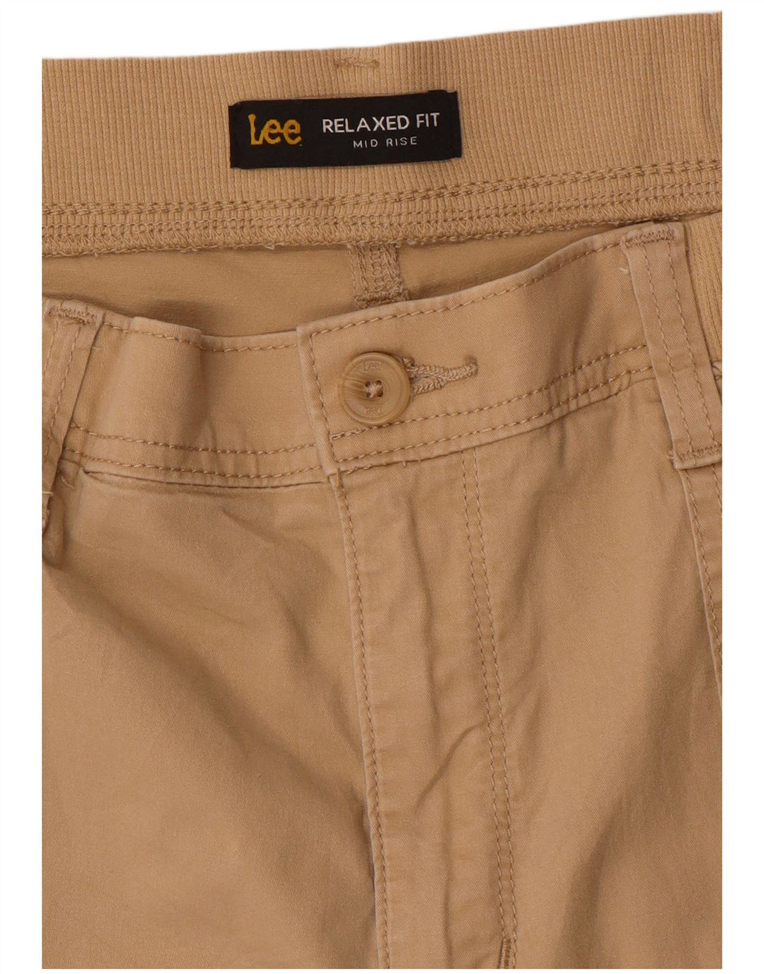 Lee Womens Mid Rise Relaxed Fit Bermuda Shorts W36 XL Beige