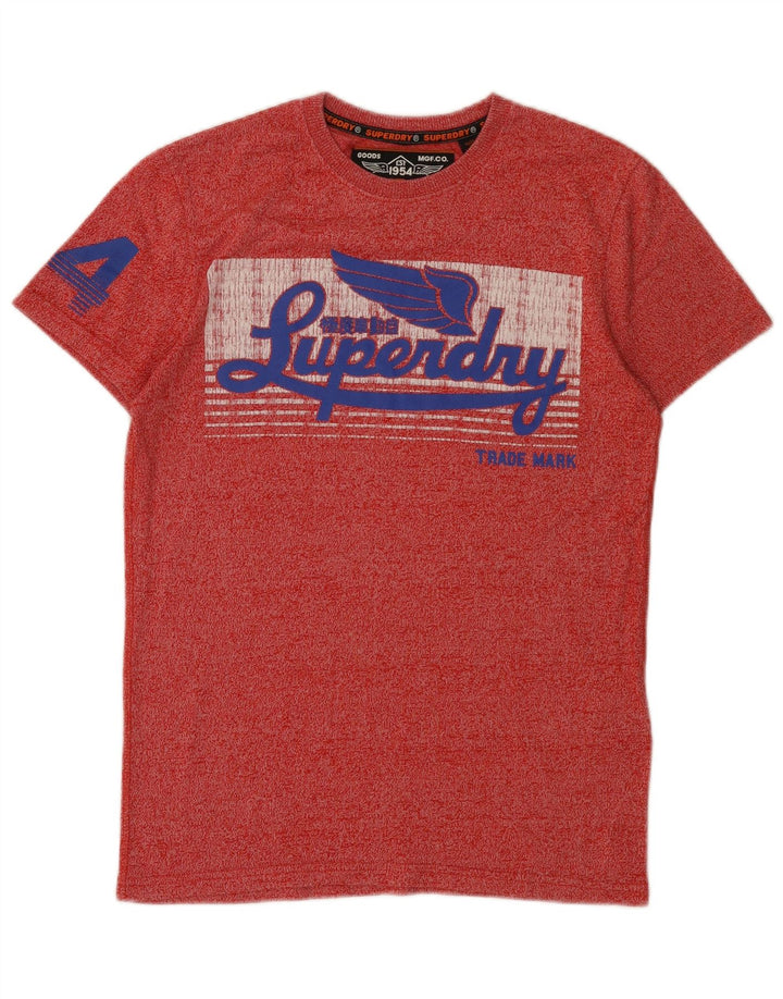 Superdry Mens Graphic T-Shirt Top Small Red Flecked Cotton