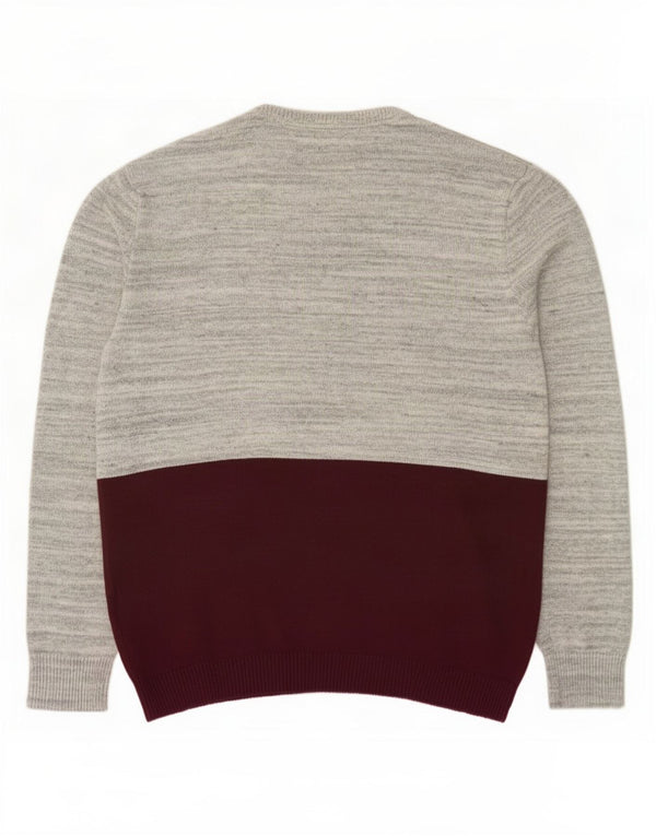 DC Mens Crew Neck Jumper Sweater Large Blue Colourblock Cotton