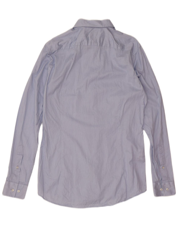 Hugo Boss Mens Slim Fit Shirt Size 38 15 Medium Blue Cotton