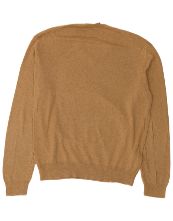 Polo Ralph Lauren Mens V-Neck Jumper Sweater Medium Brown Cotton