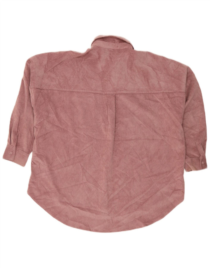 Zara Womens Oversized Corduroy Shirt UK 10 Small Pink Polyester