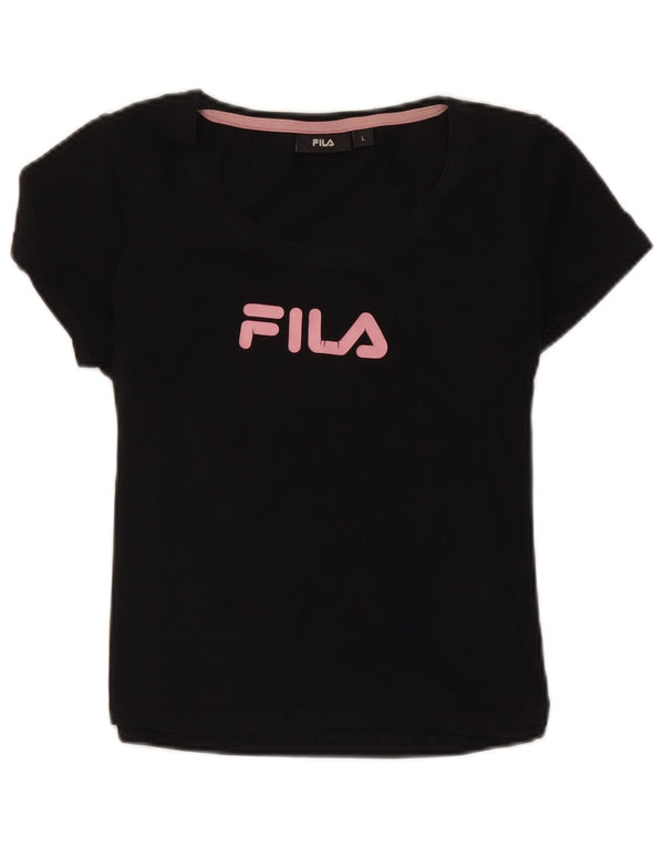 Fila Girls Graphic T-Shirt Top 11-12 Years Large Black Cotton