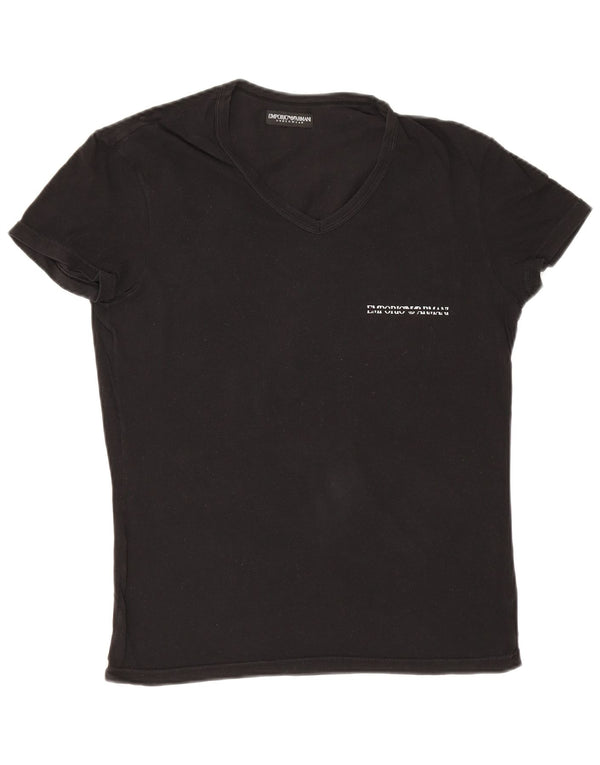 Emporio Armani Mens T-Shirt Top Medium Black Cotton