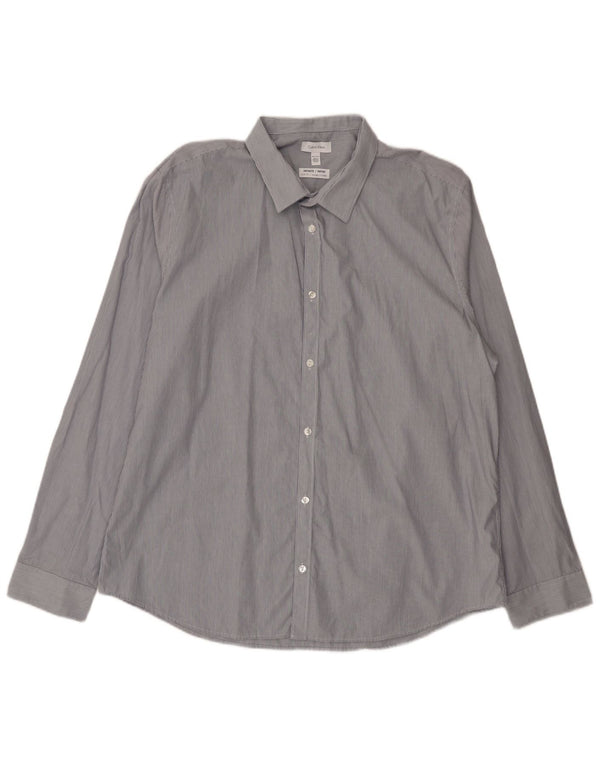 Calvin Klein Mens Slim Fit Shirt 2XL Blue Pinstripe Cotton