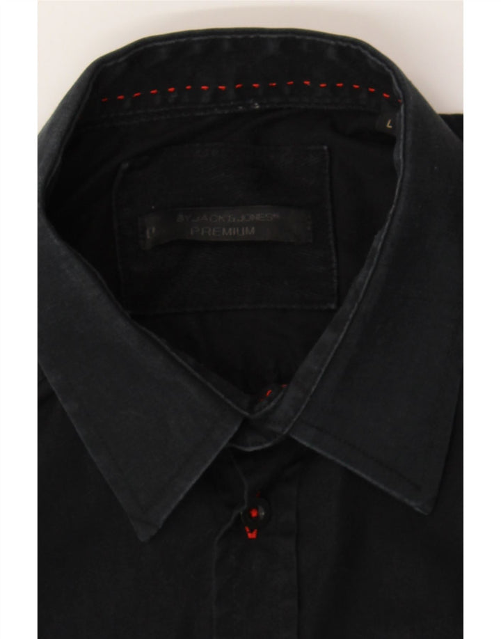 JACK & JONES Mens Premium Shirt Large Navy Blue Cotton Vintage Jack & Jones and Second-Hand Jack & Jones from Messina Hembry 