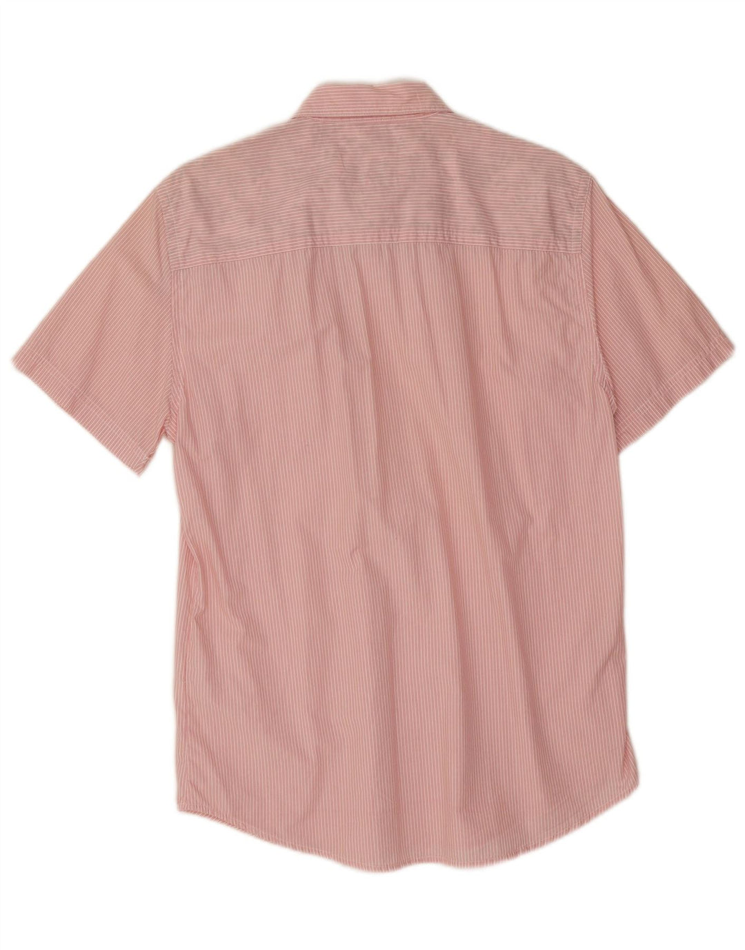 Guess Mens Short Sleeve Shirt Large Pink Striped Cotton