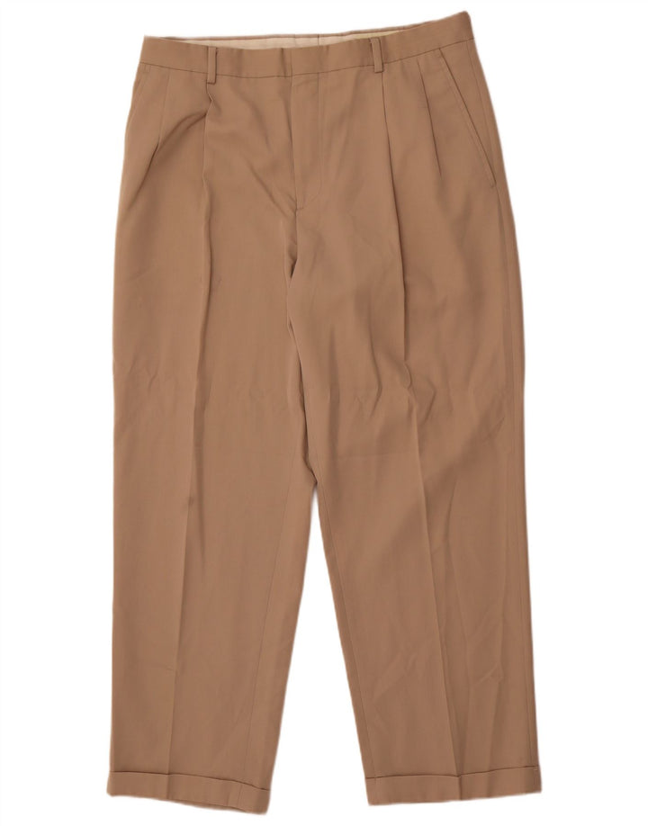 Eddie Bauer Mens Pegged Chino Trousers W36 L30 Beige Polyester