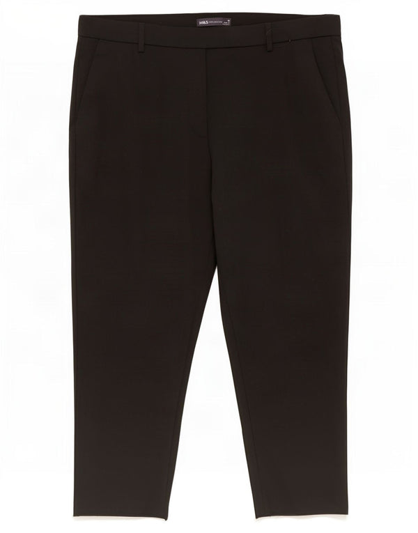 Marks & Spencer Womens Short Chino Trousers UK 18 XL W38 L22 Black Cotton