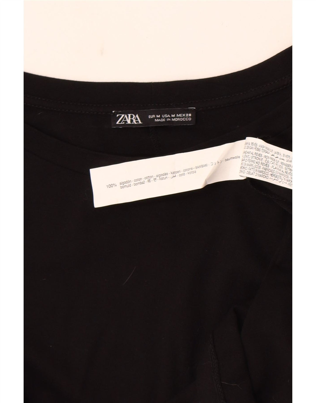 Zara Womens Long Sleeve Blouse Top UK 14 Medium Black Cotton