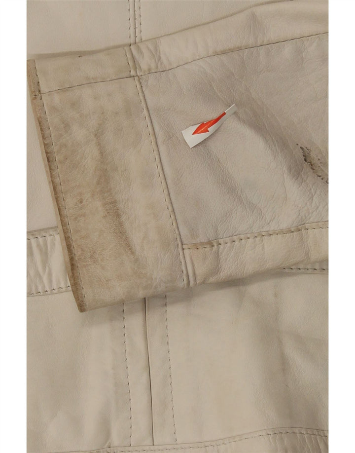 Kor@Kor Womens Leather Jacket IT 48 XL Off White Leather
