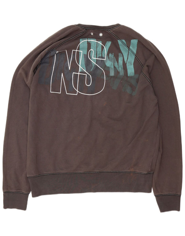 Dkny Mens Graphic Sweatshirt Jumper XL Grey Cotton