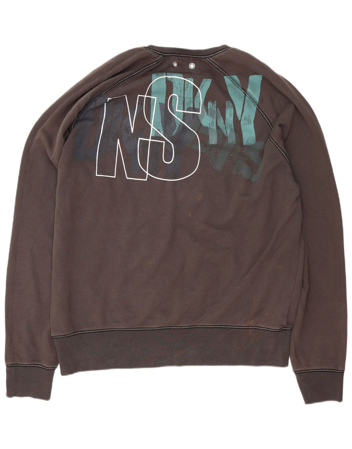 Dkny Mens Graphic Sweatshirt Jumper XL Grey Cotton