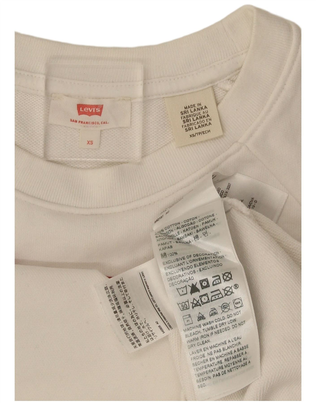Levi's Womens Graphic Oversized Sweatshirt Jumper UK 6 XS White Cotton
