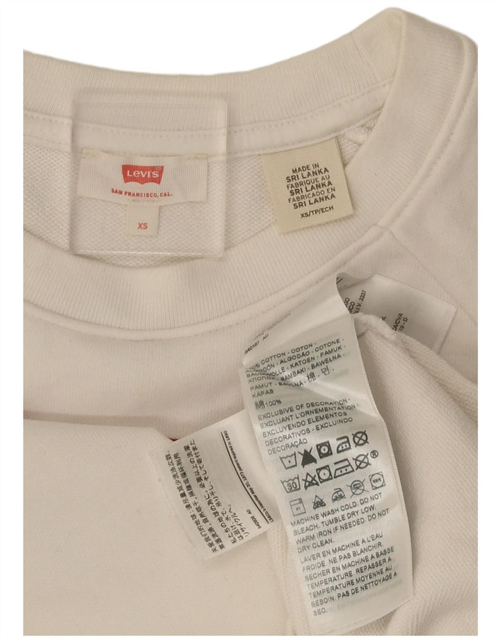 Levi's Womens Graphic Oversized Sweatshirt Jumper UK 6 XS White Cotton