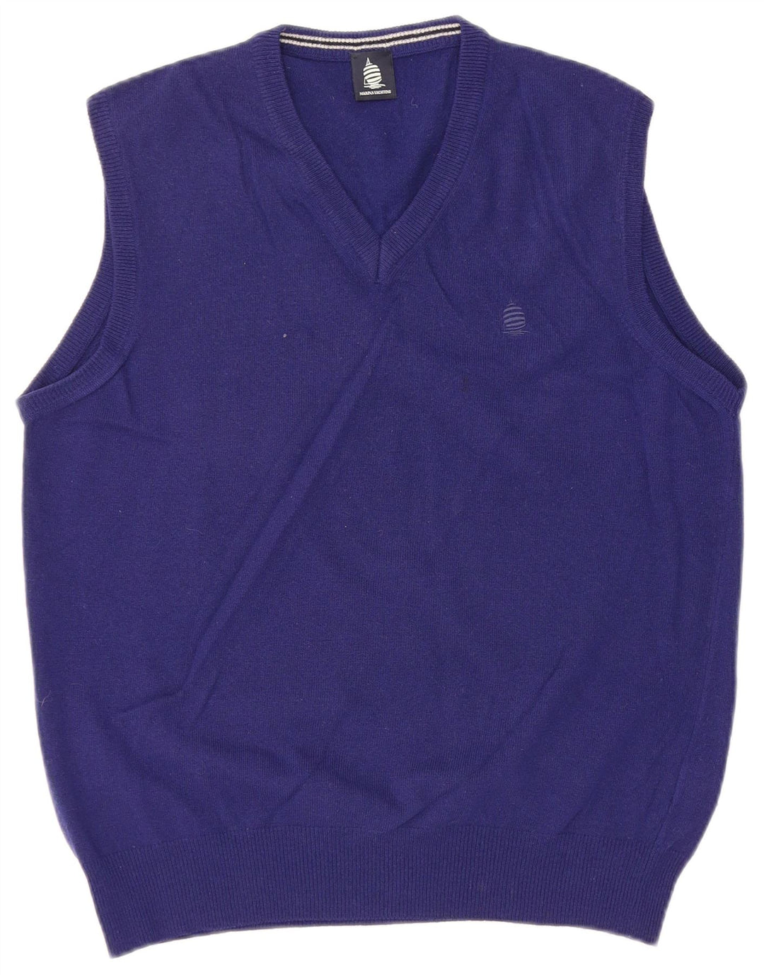 Marina Yachting Mens Vest Tank Top Large Blue Virgin Wool