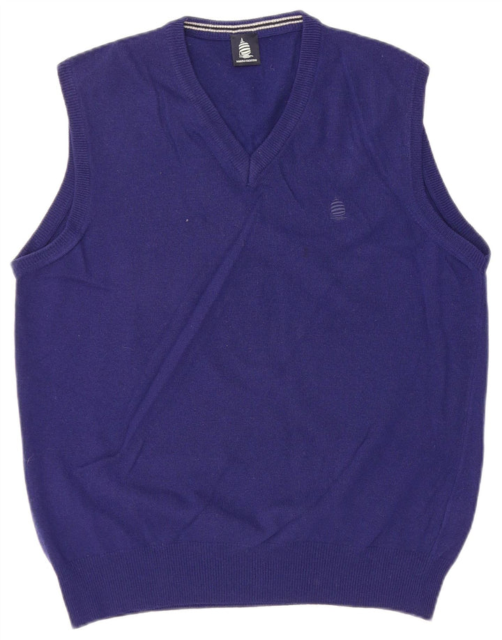 Marina Yachting Mens Vest Tank Top Large Blue Virgin Wool