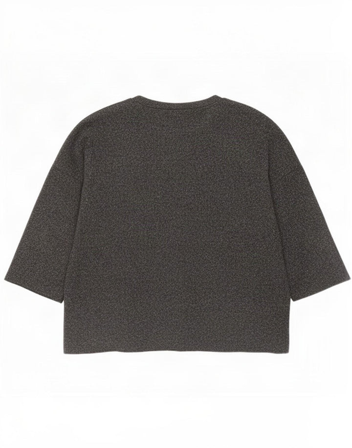Zara Womens Top 3/4 Sleeve UK 16 Large Grey Polyester