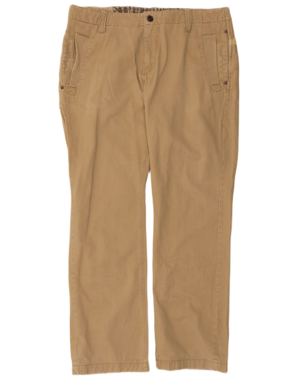 Thor Steinar Mens Straight Chino Trousers Large W34 L33 Beige Cotton