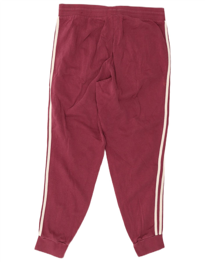 ADIDAS Mens Tracksuit Trousers Joggers Medium Burgundy Cotton
