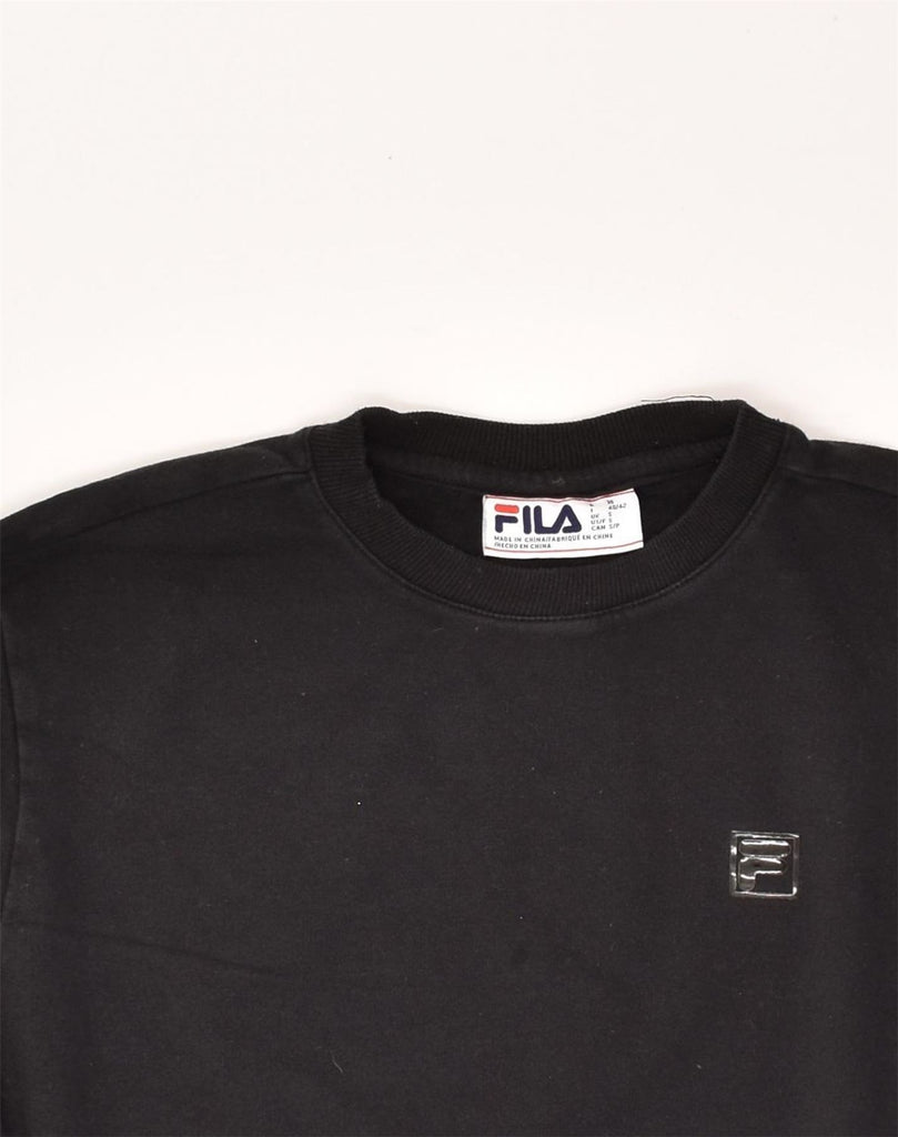 FILA Womens Sweatshirt Jumper UK 10 Small Black Cotton | Vintage Fila | Thrift | Second-Hand Fila | Used Clothing | Messina Hembry 