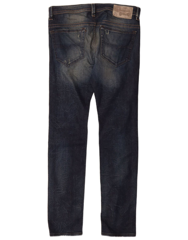 Diesel Mens Thavar Distressed Slim Skinny Jeans W31 L32 Blue Cotton