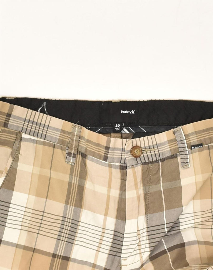 HURLEY Mens Chino Shorts W30 Medium Beige Check Cotton | Vintage Hurley | Thrift | Second-Hand Hurley | Used Clothing | Messina Hembry 