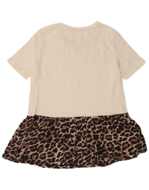 Zara Womens Trafaluc Blouse Top UK 10 Small White Animal Print Cotton