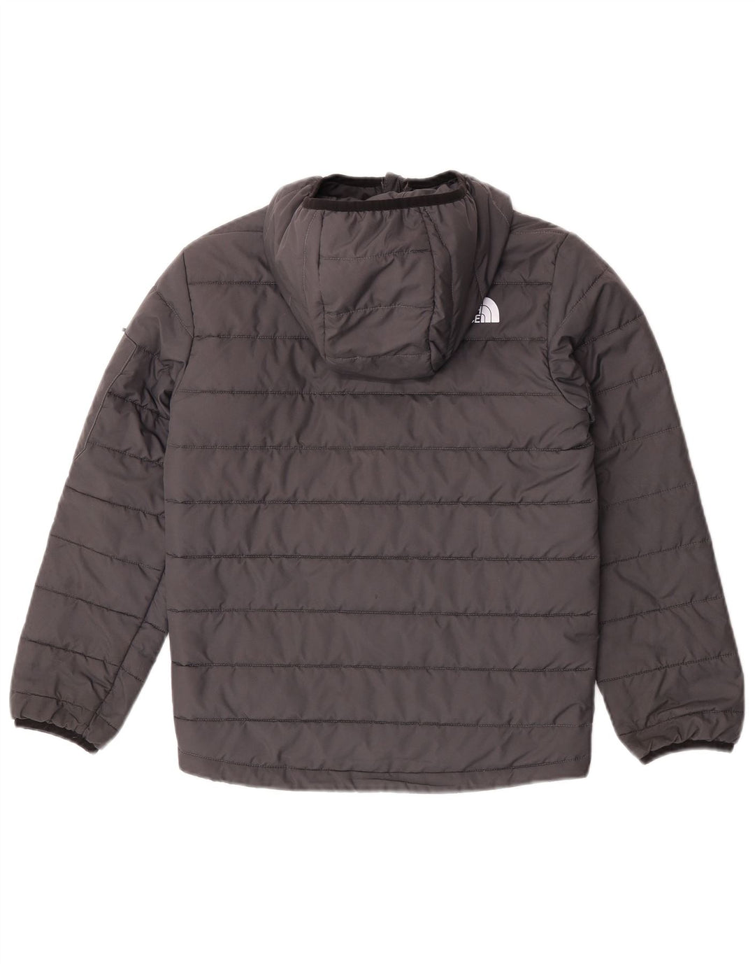 The North Face Boys Hooded Padded Jacket 11-12 Years Large Grey Polyester