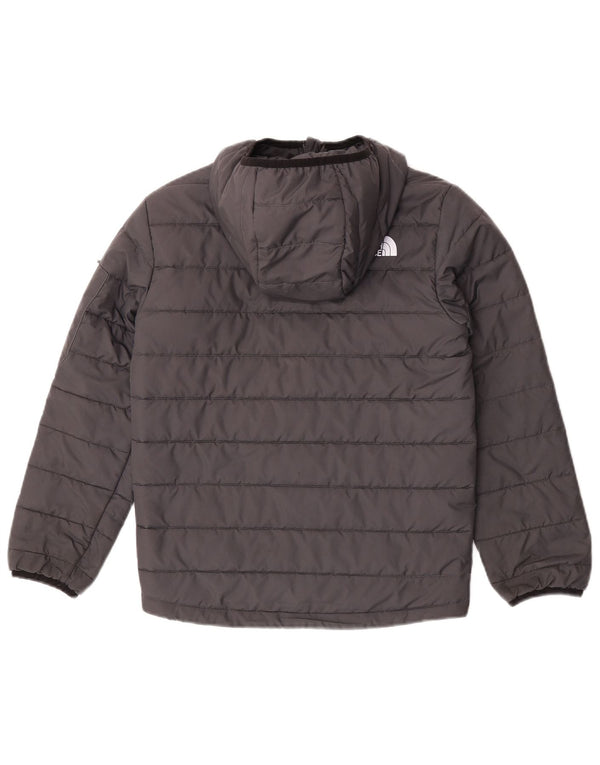 The North Face Boys Hooded Padded Jacket 11-12 Years Large Grey Polyester