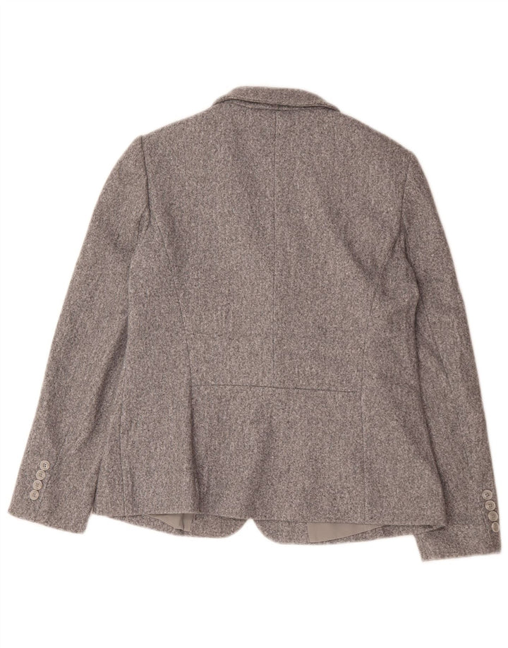 Marks & Spencer Womens 2 Button Blazer Jacket UK 12 Medium Grey Polyester