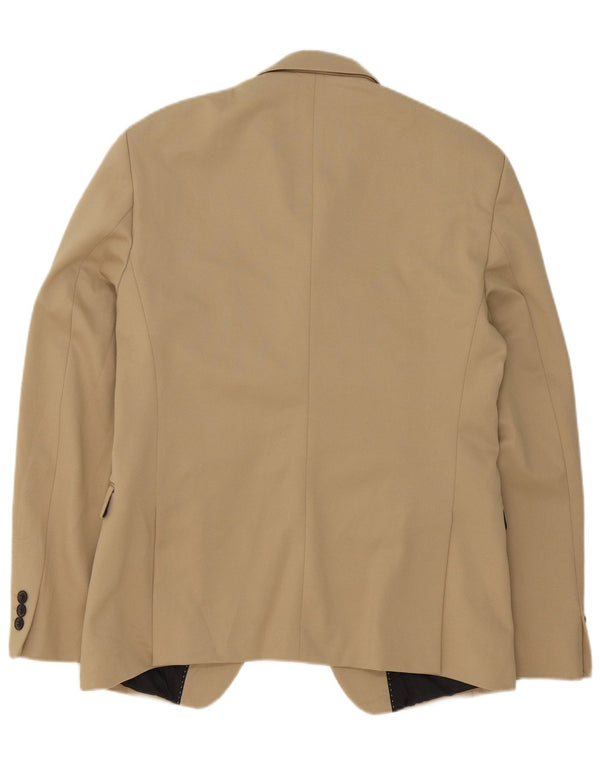 Zara Mens 1 Button Blazer Jacket EU 50 Medium Beige Polyester