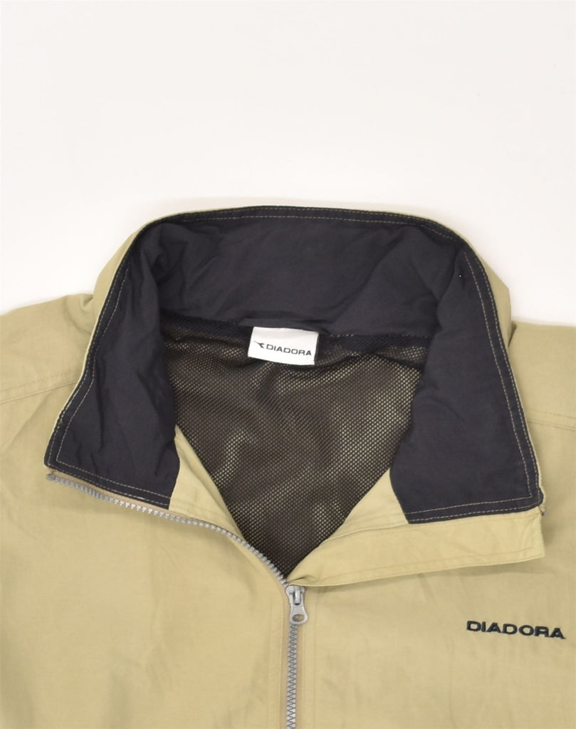 DIADORA Mens Hooded Rain Jacket UK 40 Large Beige Polyamide | Vintage Diadora | Thrift | Second-Hand Diadora | Used Clothing | Messina Hembry 