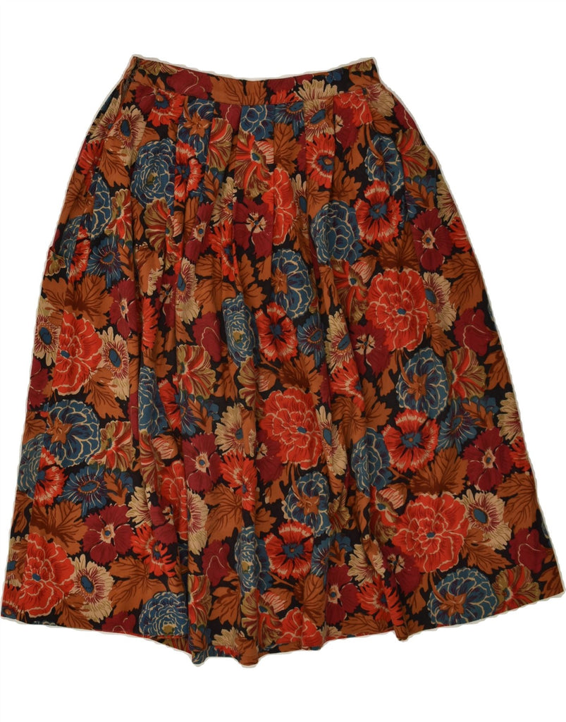 VINTAGE Womens Pleated Skirt W26 Small Brown Floral | Vintage Vintage | Thrift | Second-Hand Vintage | Used Clothing | Messina Hembry 