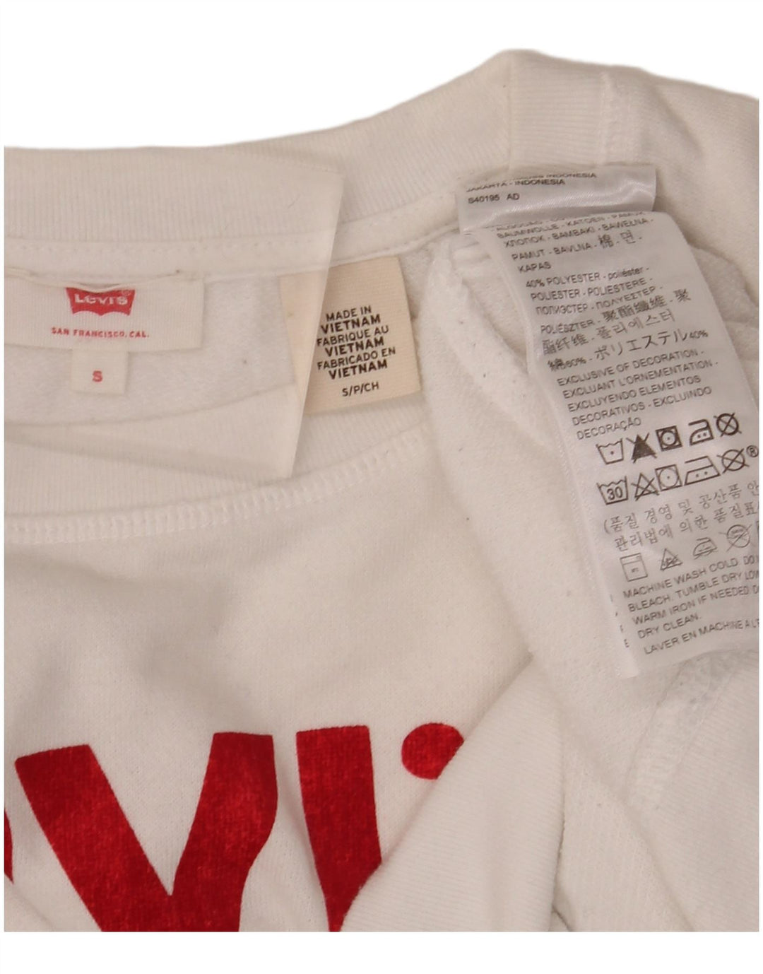 LEVI'S Womens Oversized Sweatshirt Jumper UK 10 Small White Cotton